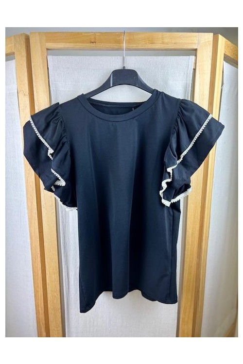 CAMISETA VOLANTE CON PERLAS